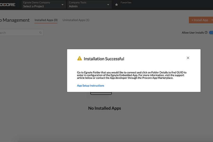 Procore software interface