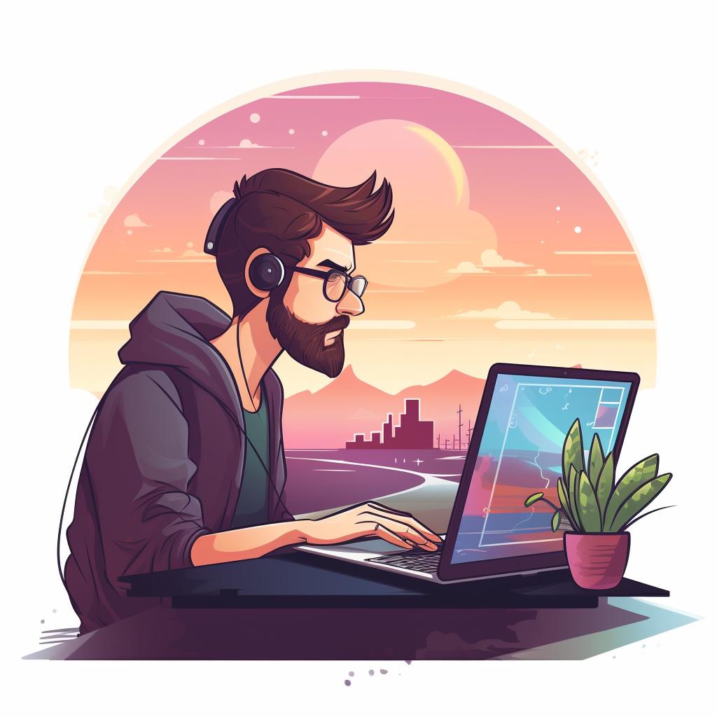 A developer coding on a laptop